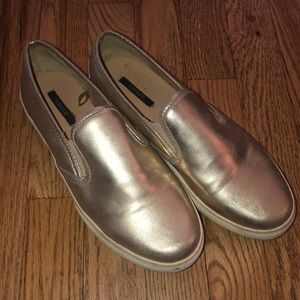 Gold Forever 21 Slip On Sneaker Shoes Size 8